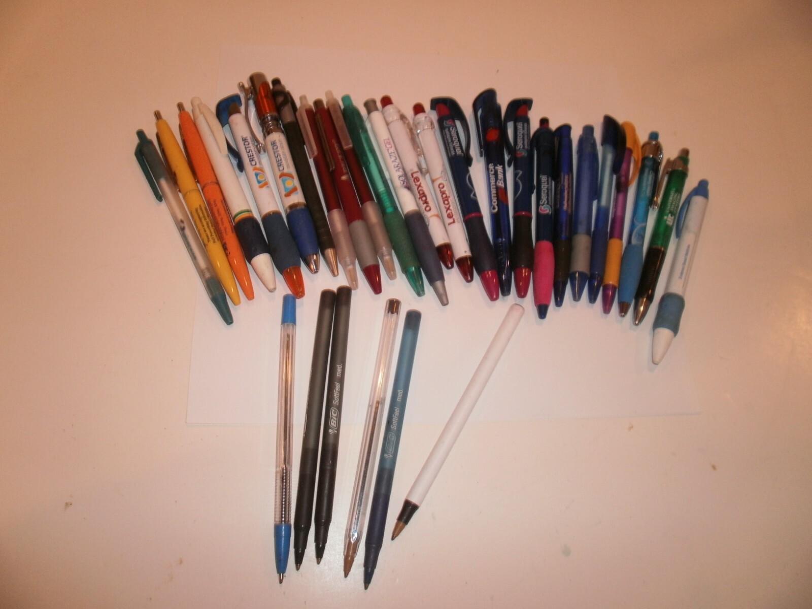 31 used pens black and blue ink click ball point kids school office