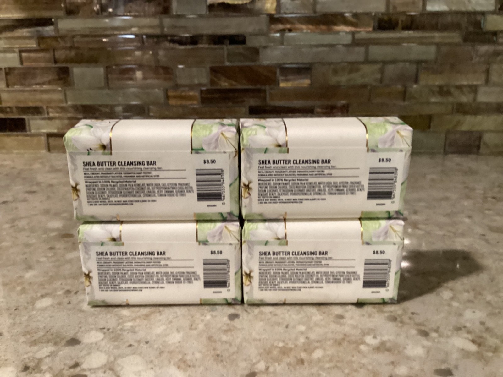 Lot of 4 ~ Bath & Body Works ~ CUCUMBER & LILY ~ Shea Butter Cleansing Soap Bar