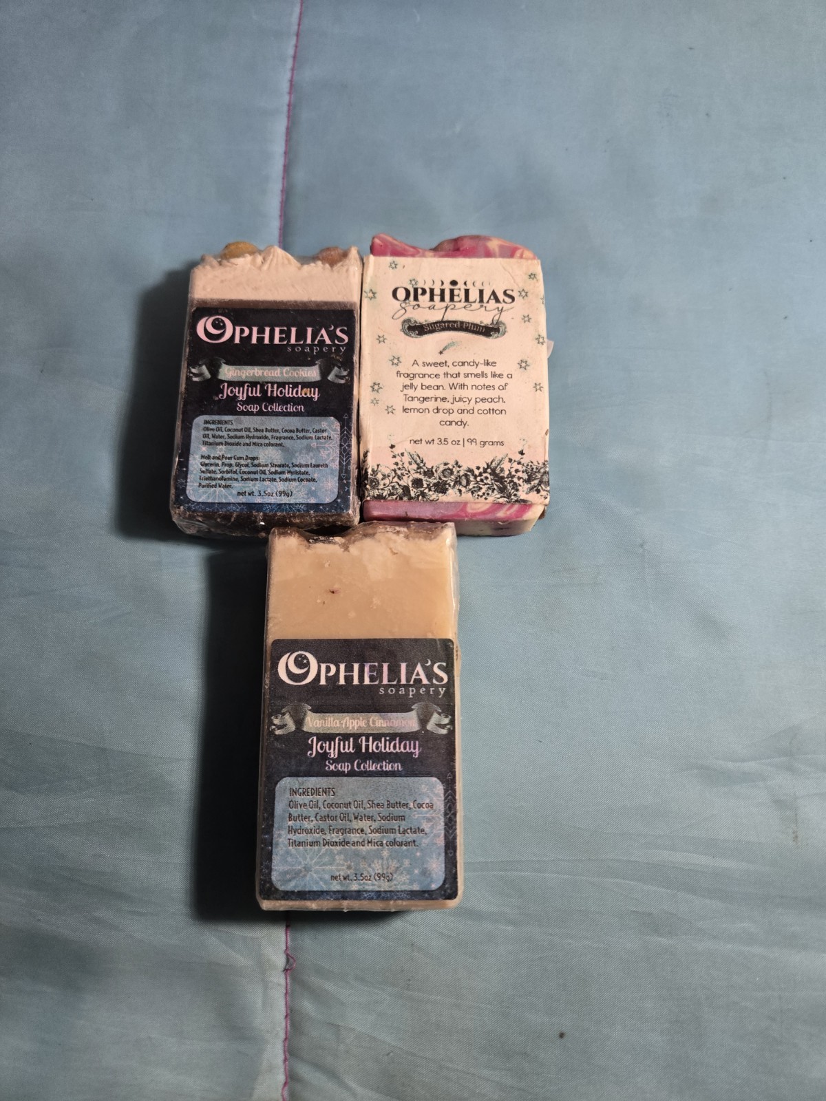 Ophelias Handmade Bar Soap Set Of 3 Various Scents New Luxury
