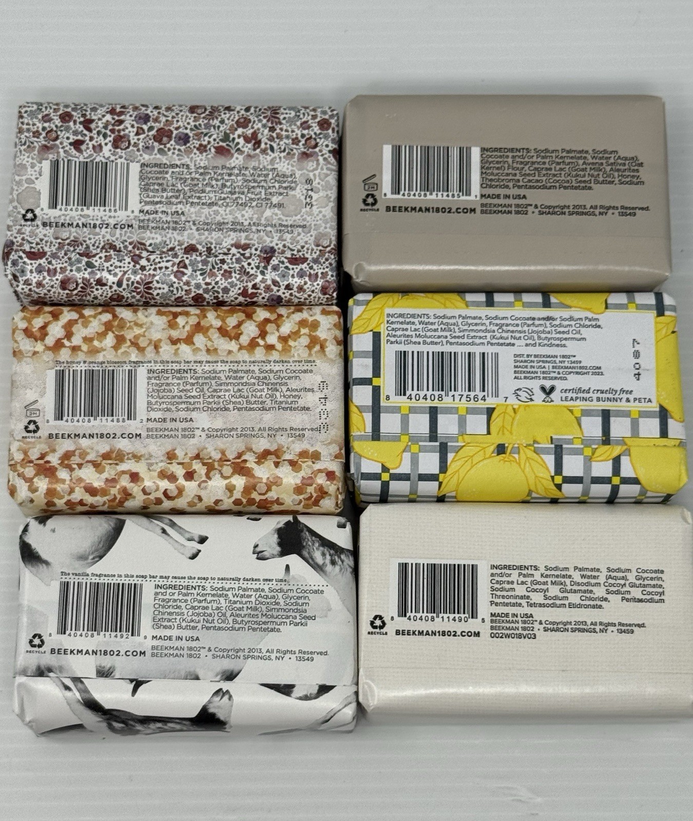 Set of 6 Beekman 1802 Pure Goat Milk Soap 3.5 oz. Vanilla Absolute Honey Orange