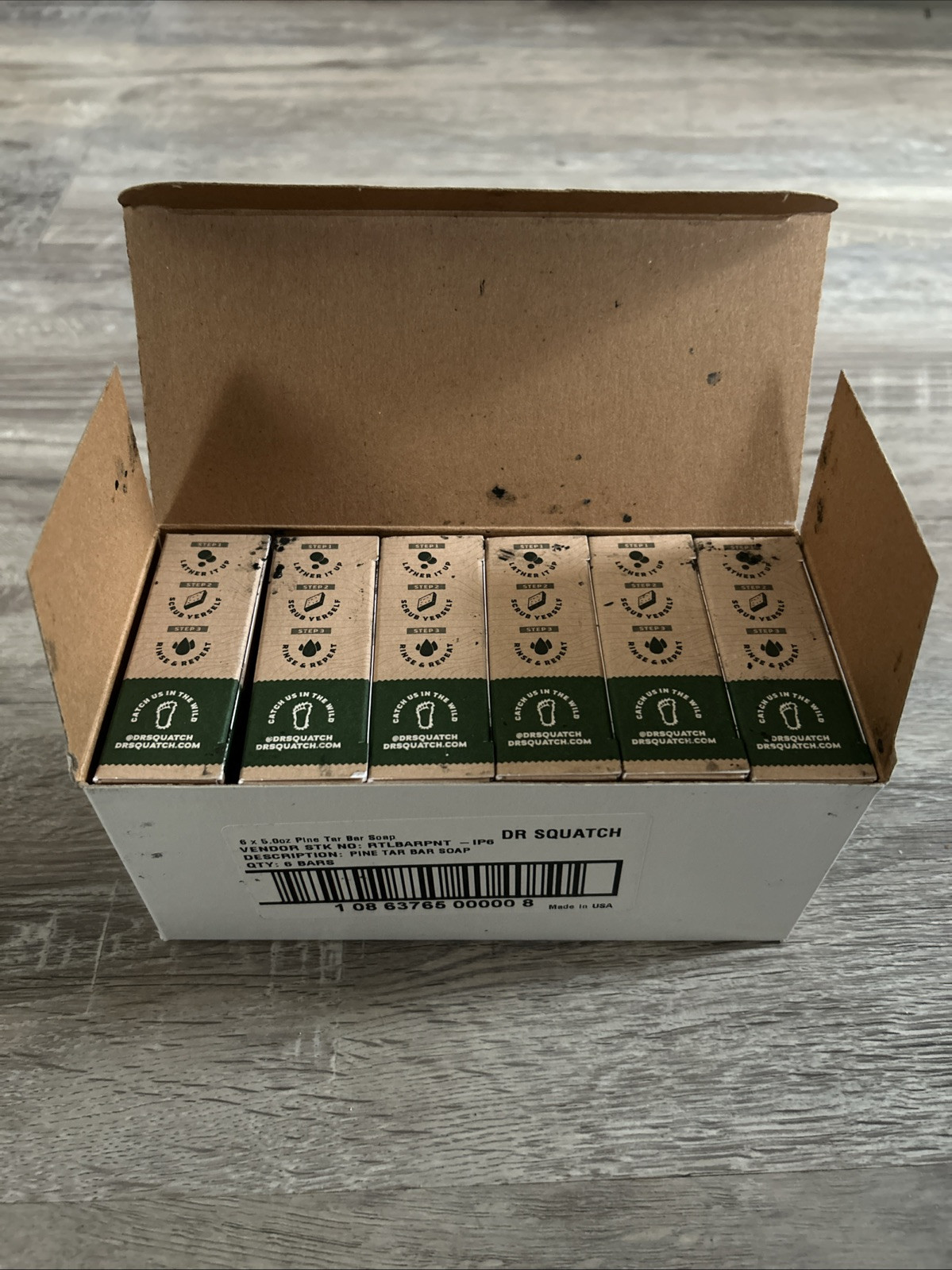 New! Dr. Squatch PINE TAR Natural Bar Soap 5oz each 6-Pack**Free Shipping**