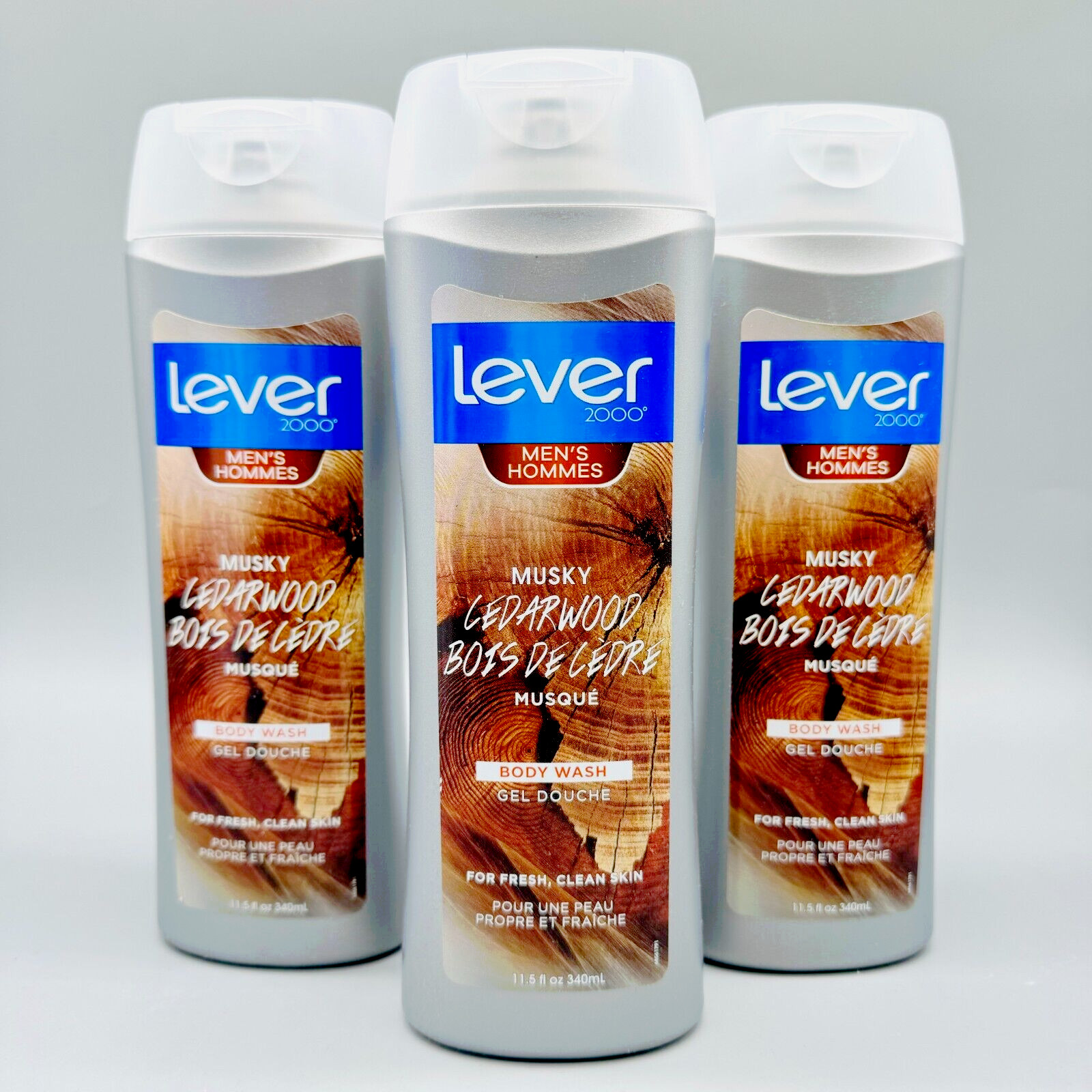 Lever 2000 Musky Cedarwood Body Wash 11.5oz 3PK Fresh Clean Skin Men’ Shower Gel