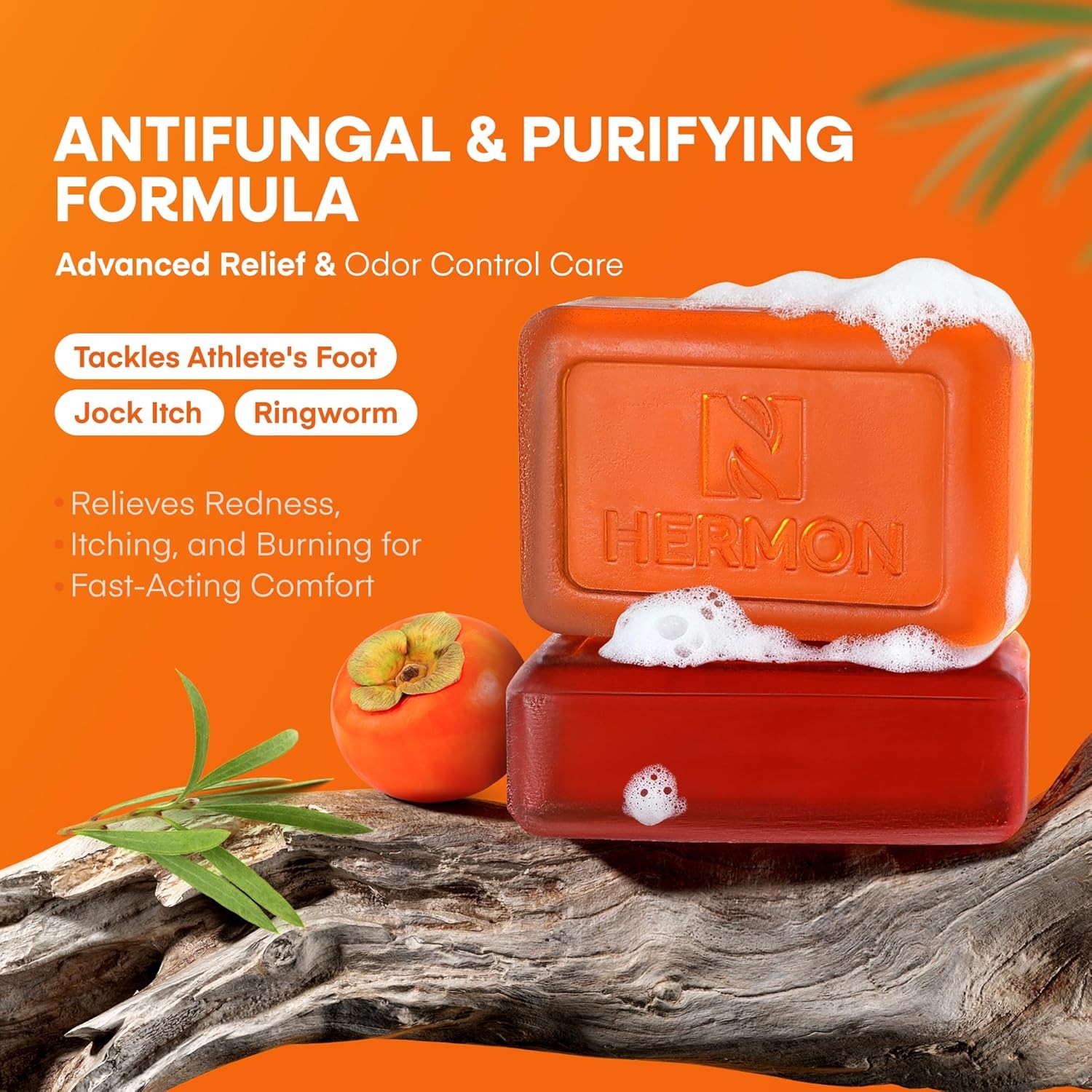 Hermon Antifungal Soap with Persimmon Extract: Antifungal Treatment for Ringw…
