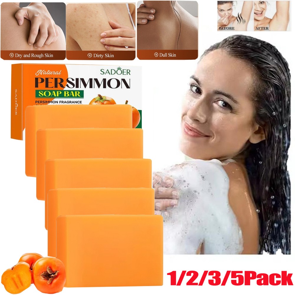 3/2x Persimmon Soap Bar for Old People Smell, Natural Body Odor Control Bar Soap