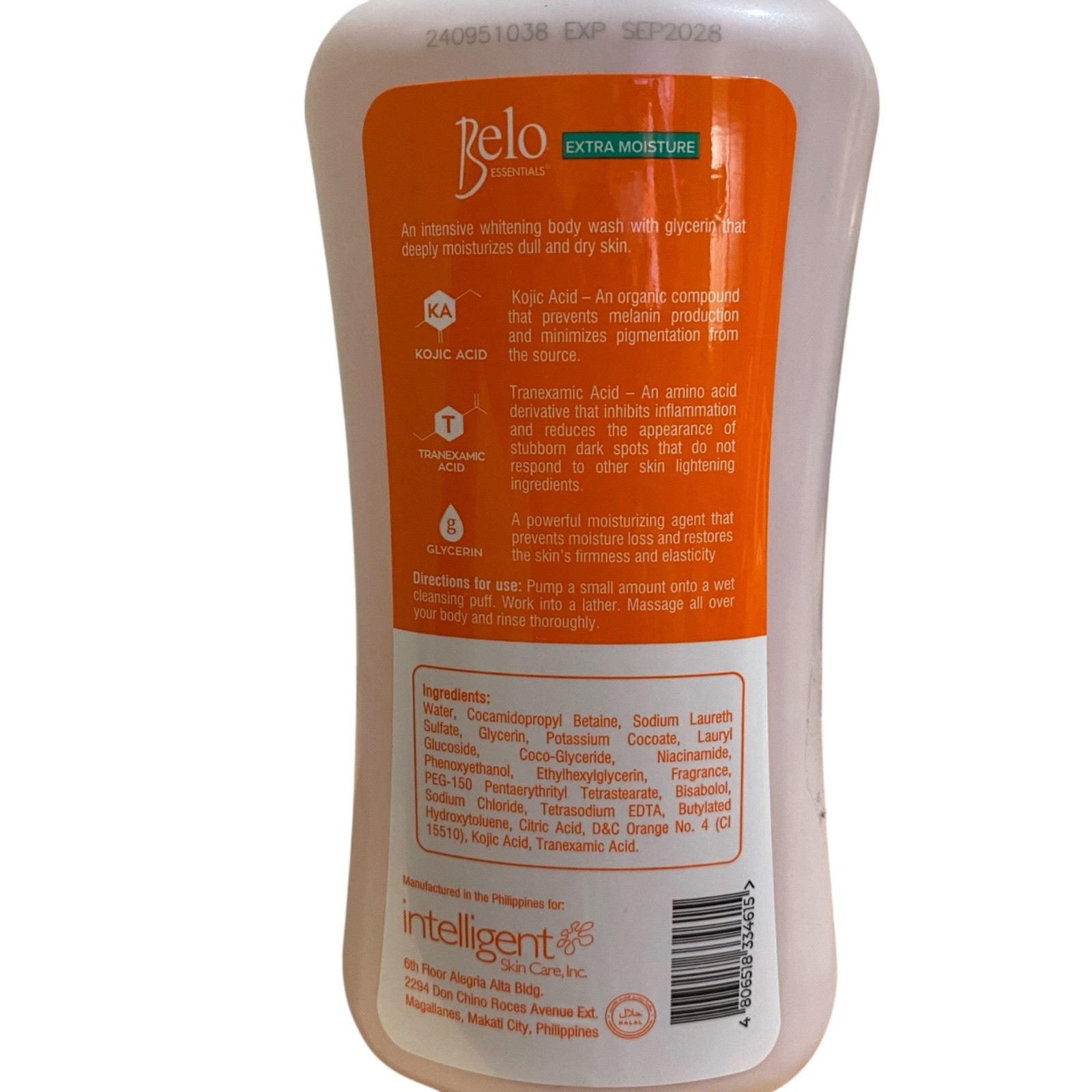 Belo Kojic Acid + Tranexamic Acid Intensive Brightening Body Wash 475ml Exp 2028