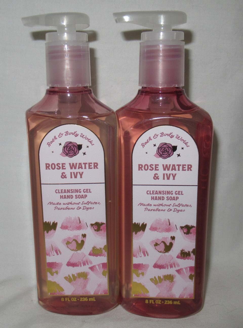 Bath & Body Works Cleansing Gel Hand Soap Lot Set of 2 ROSE WATER & IVY
