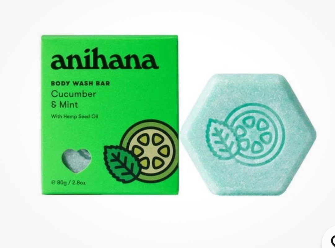 Lot Of 3 ANIHANA Body Wash Bars “Cucumber & Mint” W/Hemp Seed Oil 2.8 oz Ea New!