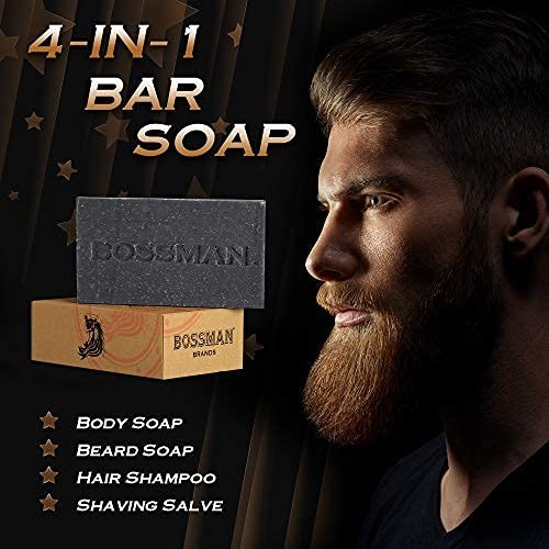 Bossman 6-Pack Bar Soap – All Natural Beard Wash Shampoo & Body Wash