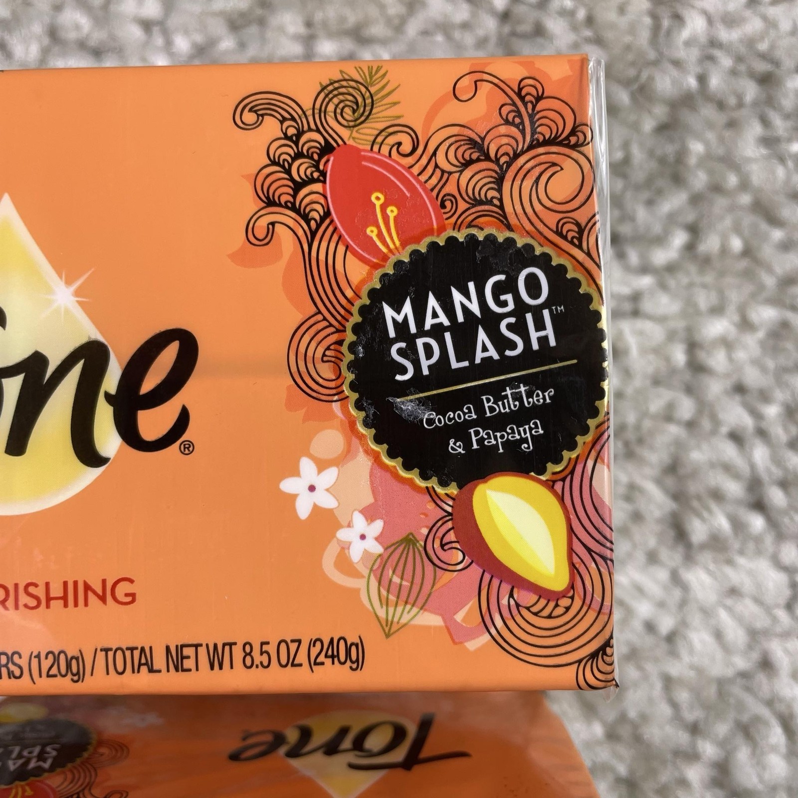 Tone Mango Splash Soap Bars 4.25oz 2-Bar Pack Lot of 2 Body New Cocoa Butter