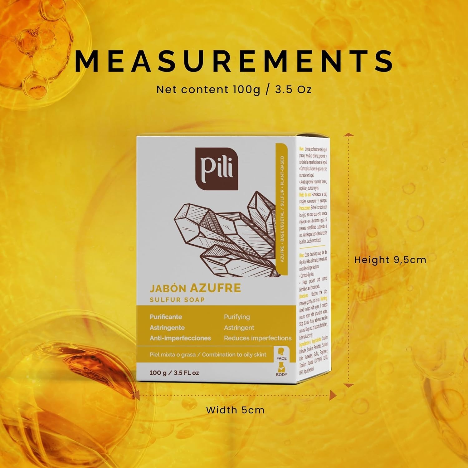 Pili Natural Sulfur Soap Bars (3 Pack) Jabón de azufre – Deep Cleansing and Oil