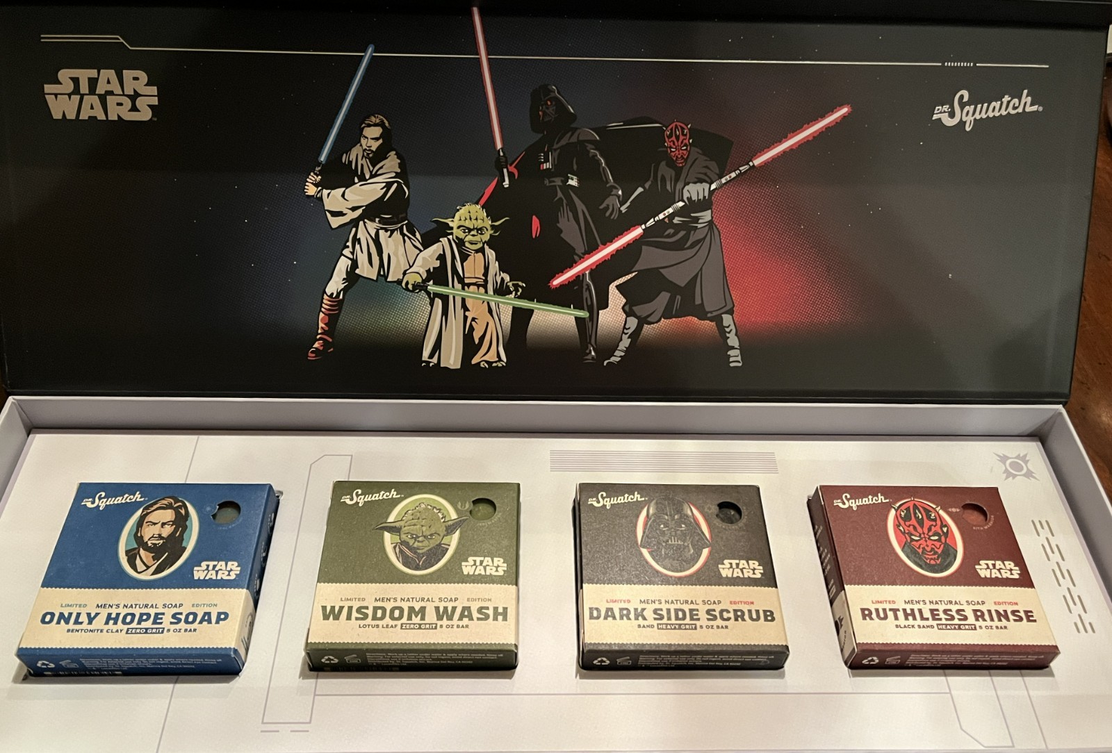 Dr. Squatch Star Wars Soap 4-Pack | Dark Side Scrub, Wisdom Wash, Ruthless Rinse