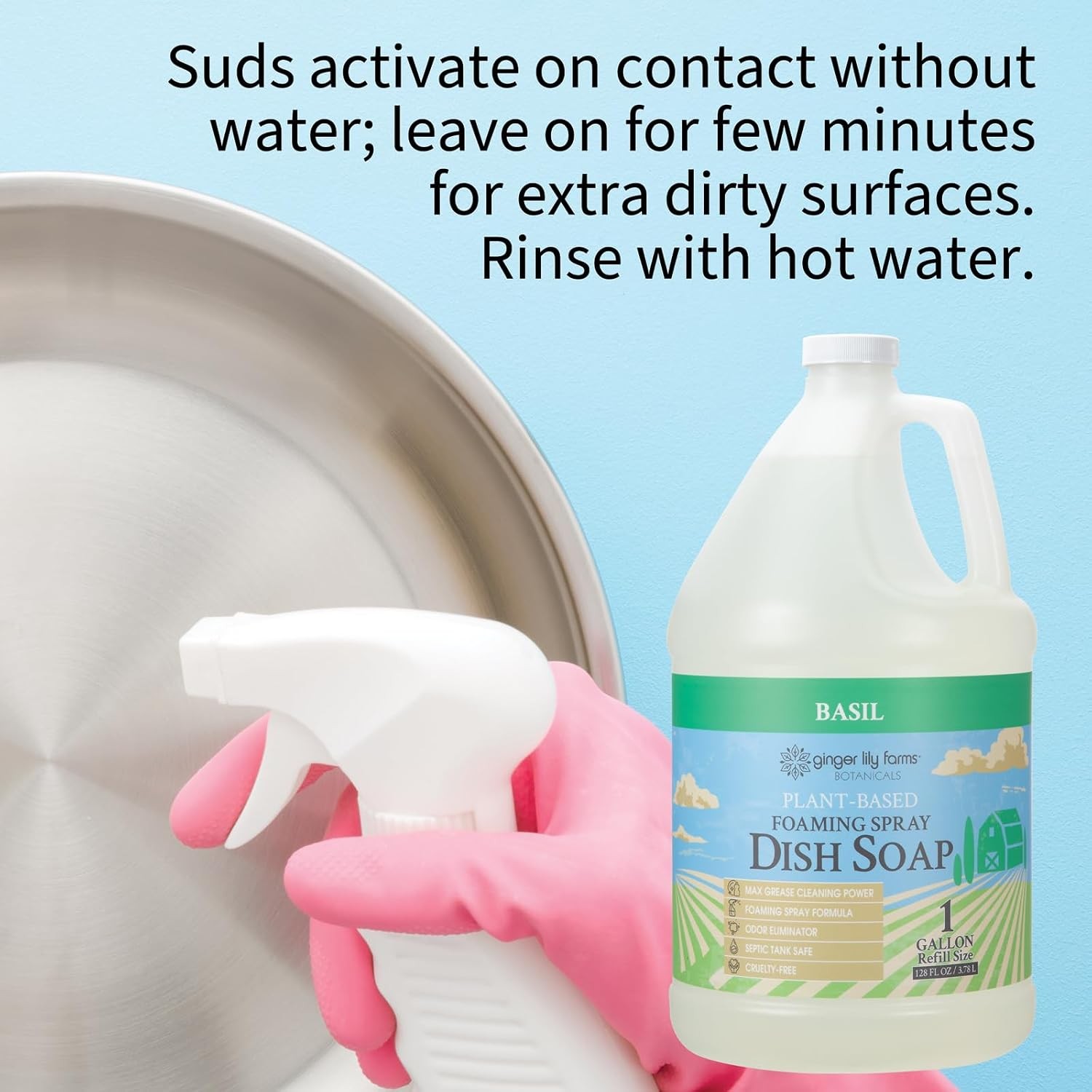 Plant-Based Foaming Spray Dish Soap, Concentrated