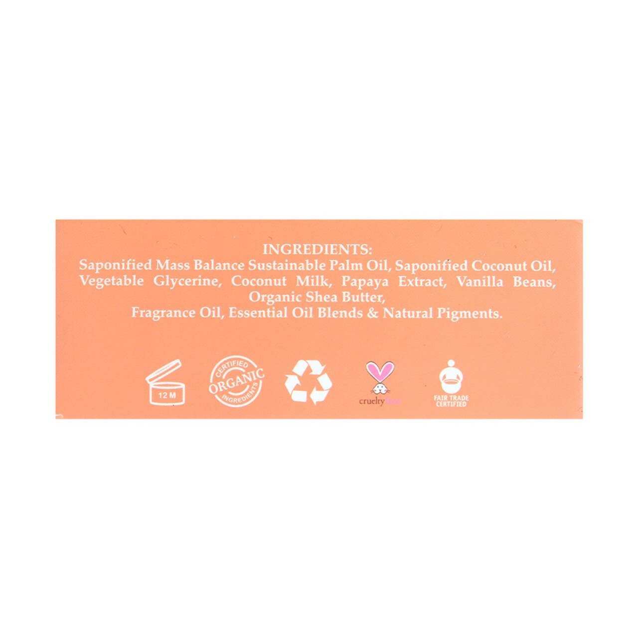 Coconut Milk & Papaya Shea Olein Natural Soap 5 oz Bar With Vanilla Beans