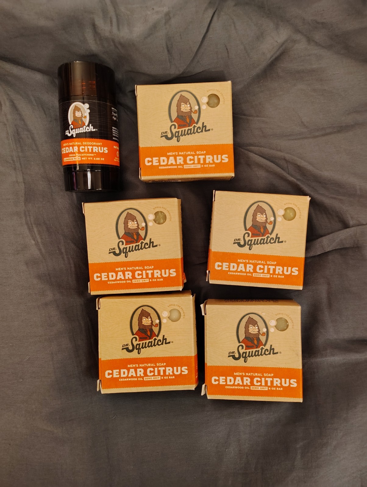 DISCONTINUED Dr. Squatch Cedar Citrus Cedarwood Oil Soap 5oz Bar Zero Grit 6 Pk