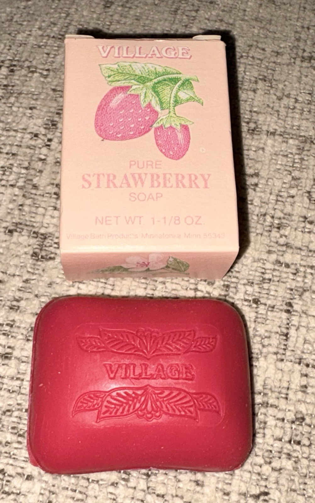 Village Bath Products Mini Strawberry Bar Soap Vintage. 1.8 Oz. Village Gardens