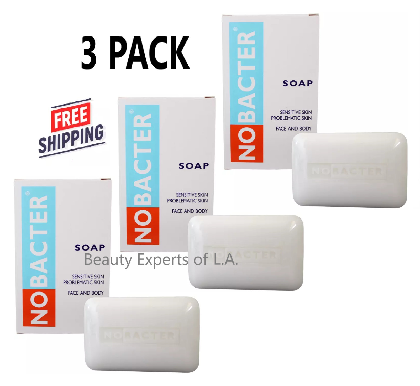 3 PACK Nobacter Soap 100g for Sensitive Face and Body Exp 11/2029
