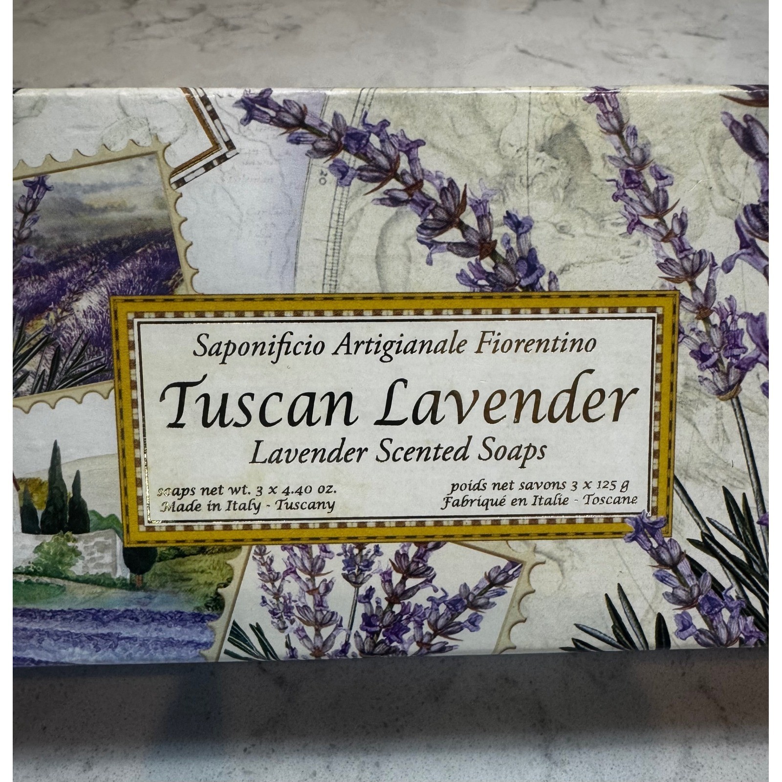 New Saponificio Artigianale Fiorentino Tuscan Lavender Soap Set of 3 Italy