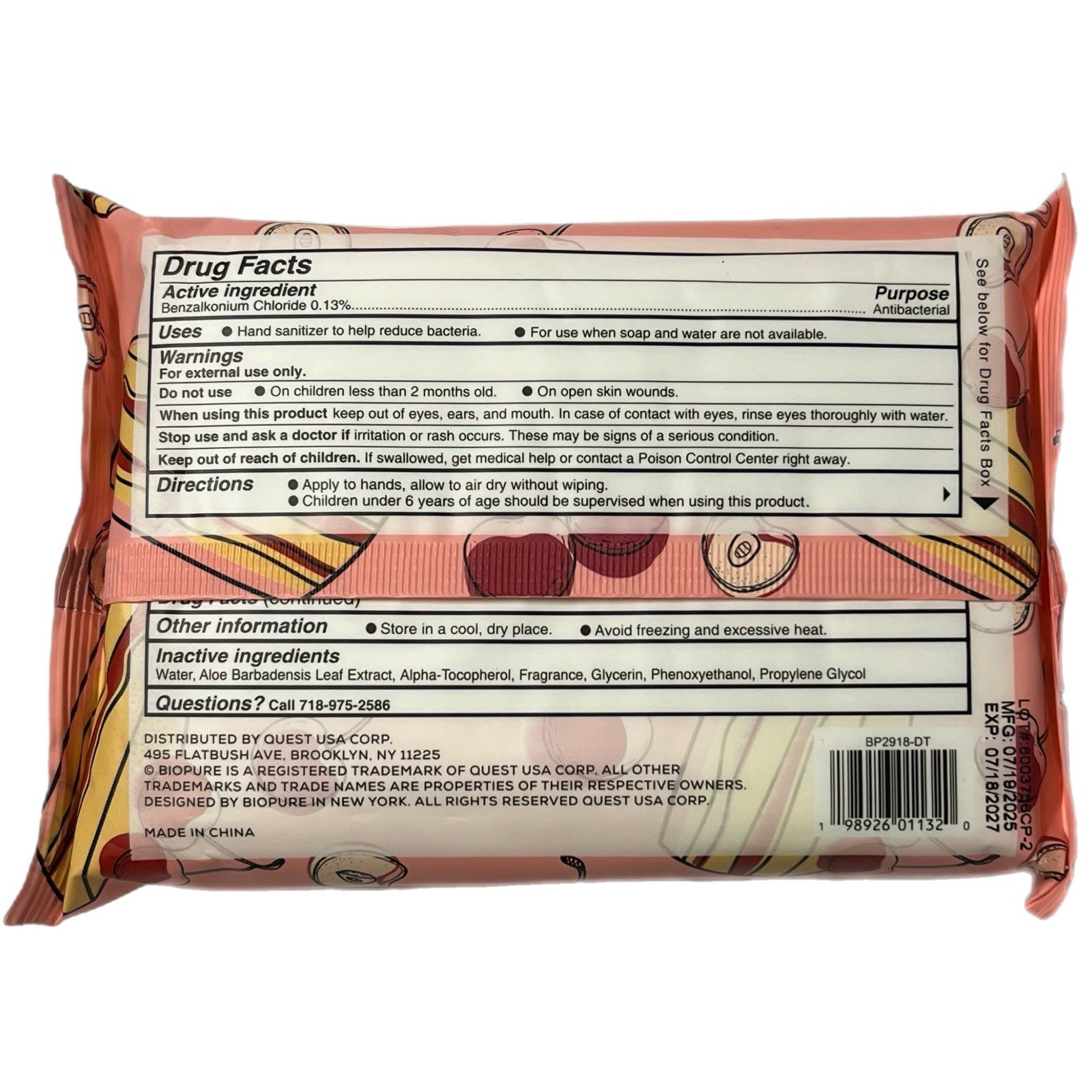 Biopure 2 Pk 80 Total Anti-Bacterial Hand Wipes CHERRY PIE – New