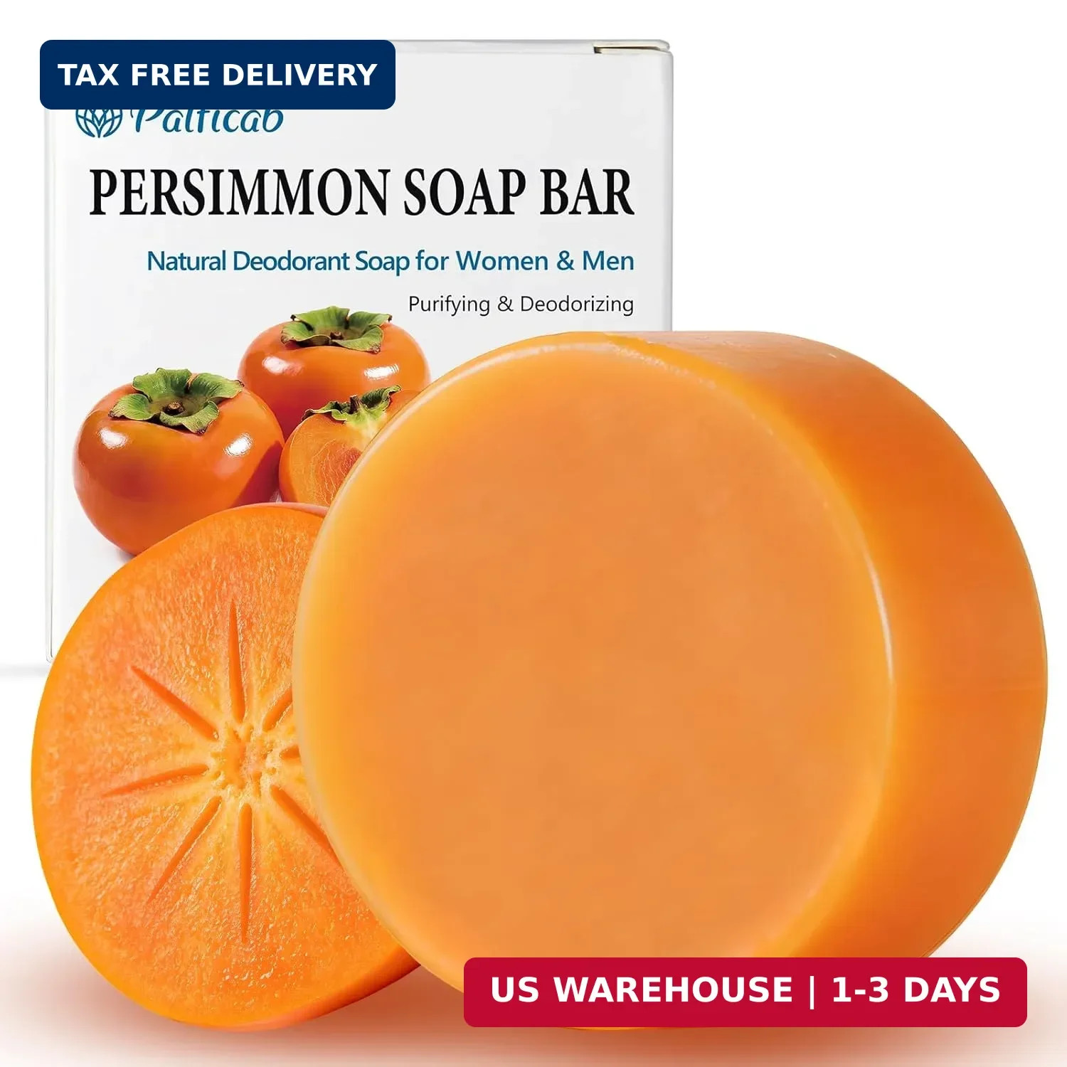 120g Persimmon Soap for Old People Smell, Natural Persimmon Extract Deodorant Bo