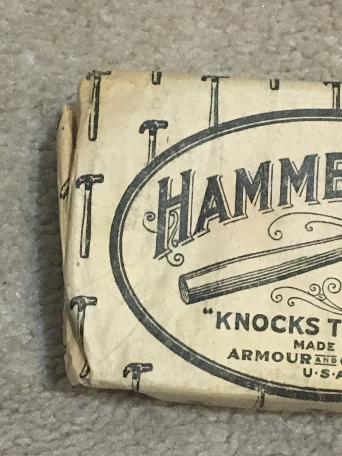 Vntg c1915 Hammer brand Hand & Body Soap Bar, Armour Co, Paper Wrapper, Unused