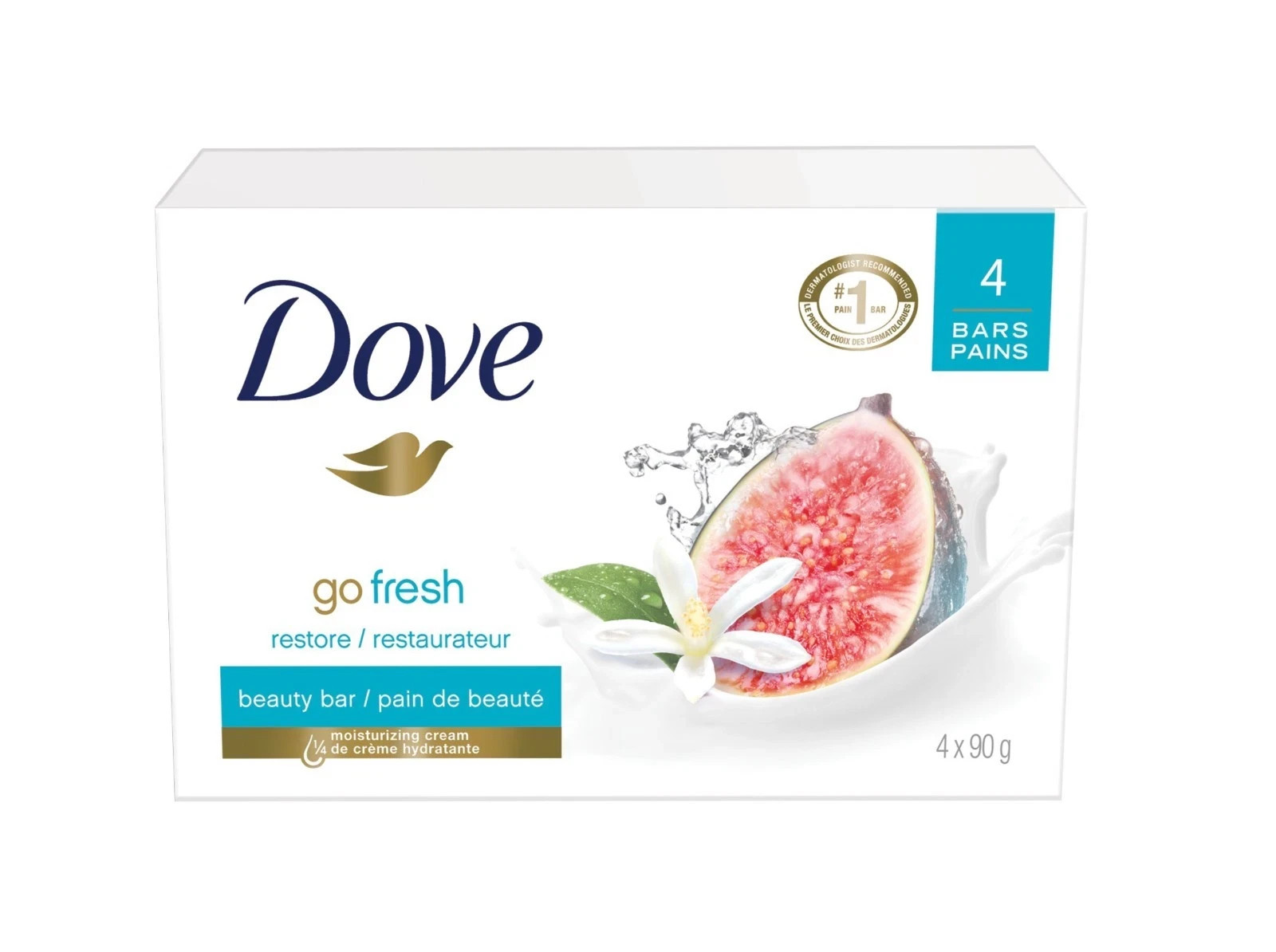 4 Dove Bar Soap Restoring Beauty Cream, With Blue Fig & Orange Blossom 4bars 90g