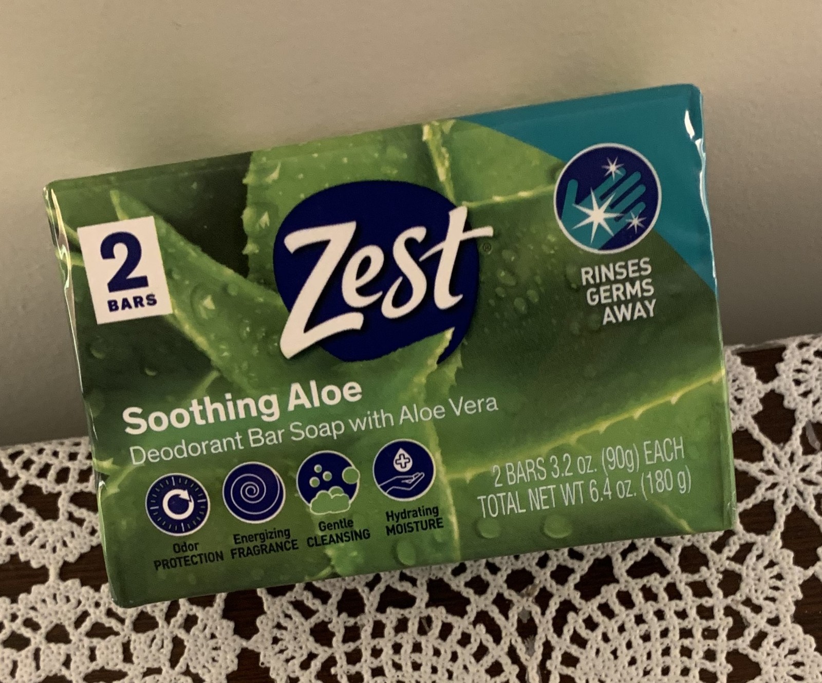 Zest Soothing Aloe Deodorant Soap 2 Bars 3.2 Ounce Brand New Sealed Canada Made