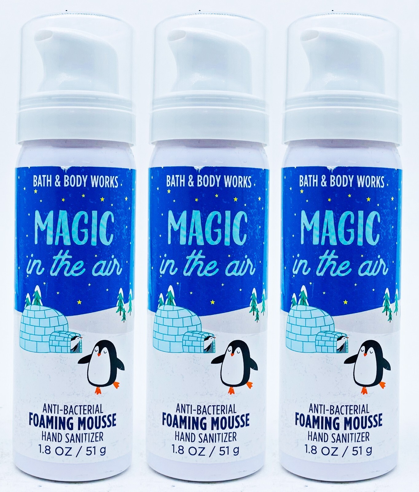 3 Bath Body Works MAGIC IN THE AIR Antibac Foaming Mousse Hand Sanitizer 1.8 oz