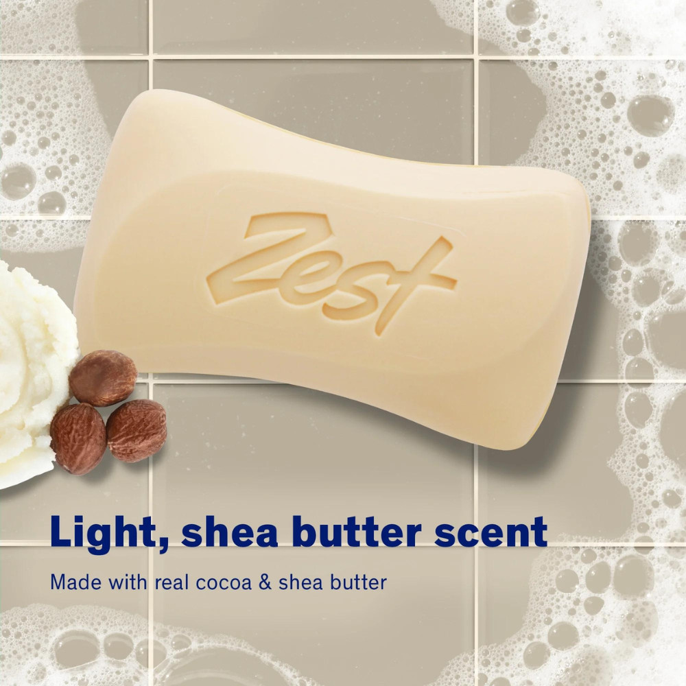 Zest Cocoa Butter & Shea Bar Soap, for All Skin Types, 4 oz, 8 Bars, Scented