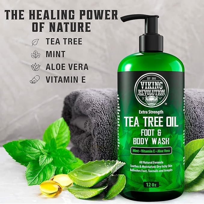 Viking Revolution Tea Tree Oil Body Wash Soap for Men – 12 Fl Oz (Pack of 2)