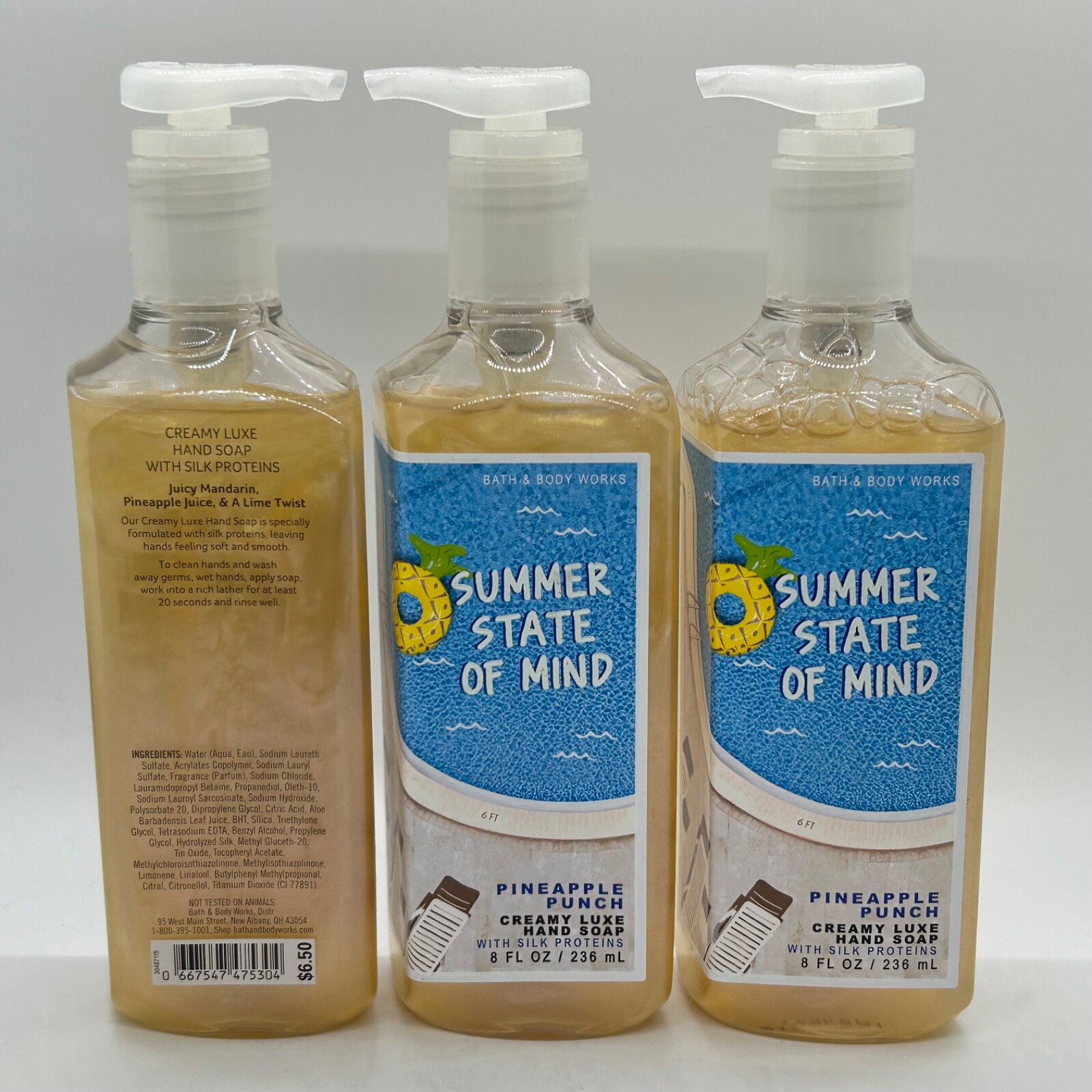 3 Bath & Body Works Summer State of Mind Pineapple Punch Creamy Luxe Hand Soap