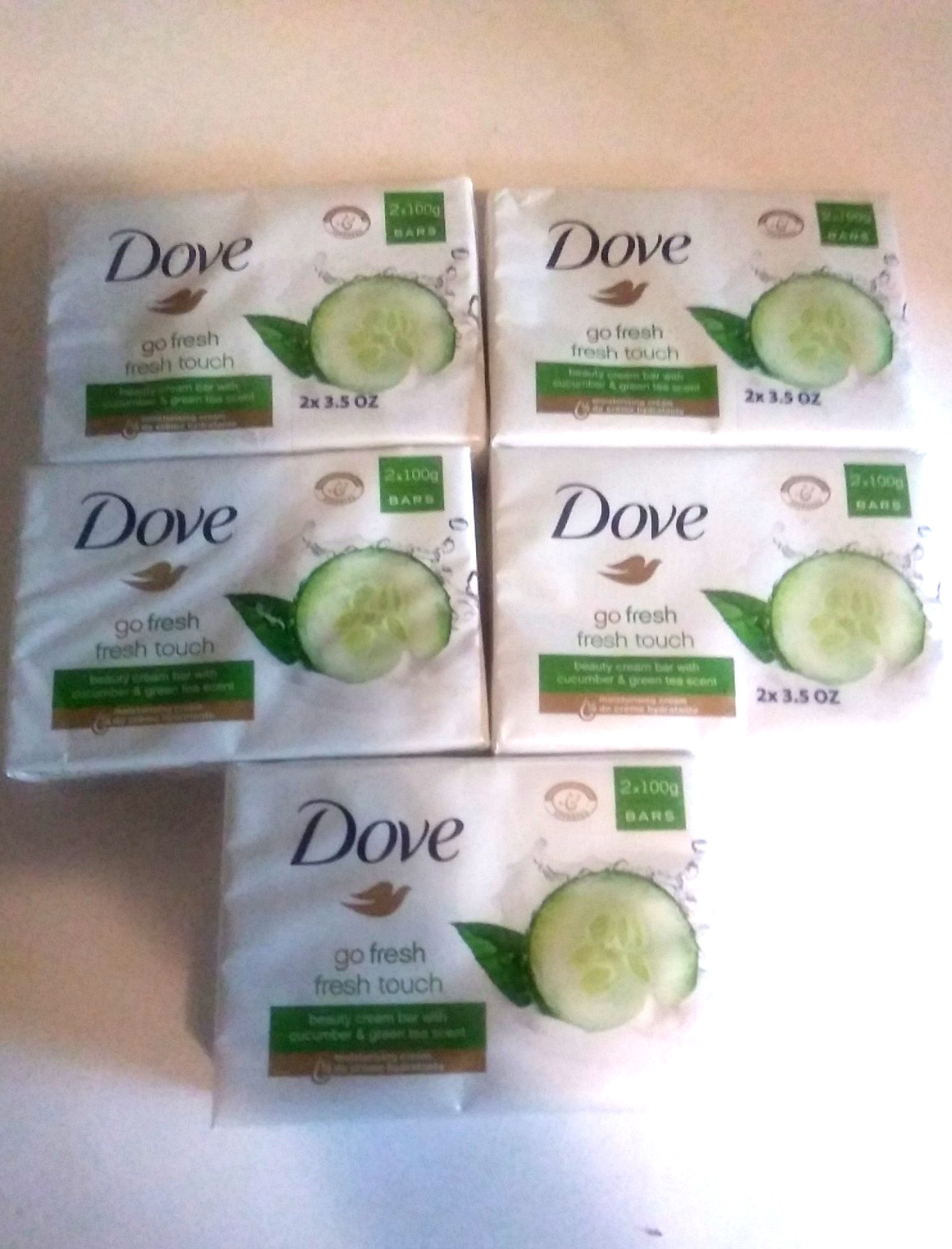 Dove Beauty Cream Bar with Cucumber & Green Tea 2 x 100g (3.5 oz) Bar 5pk/LOT