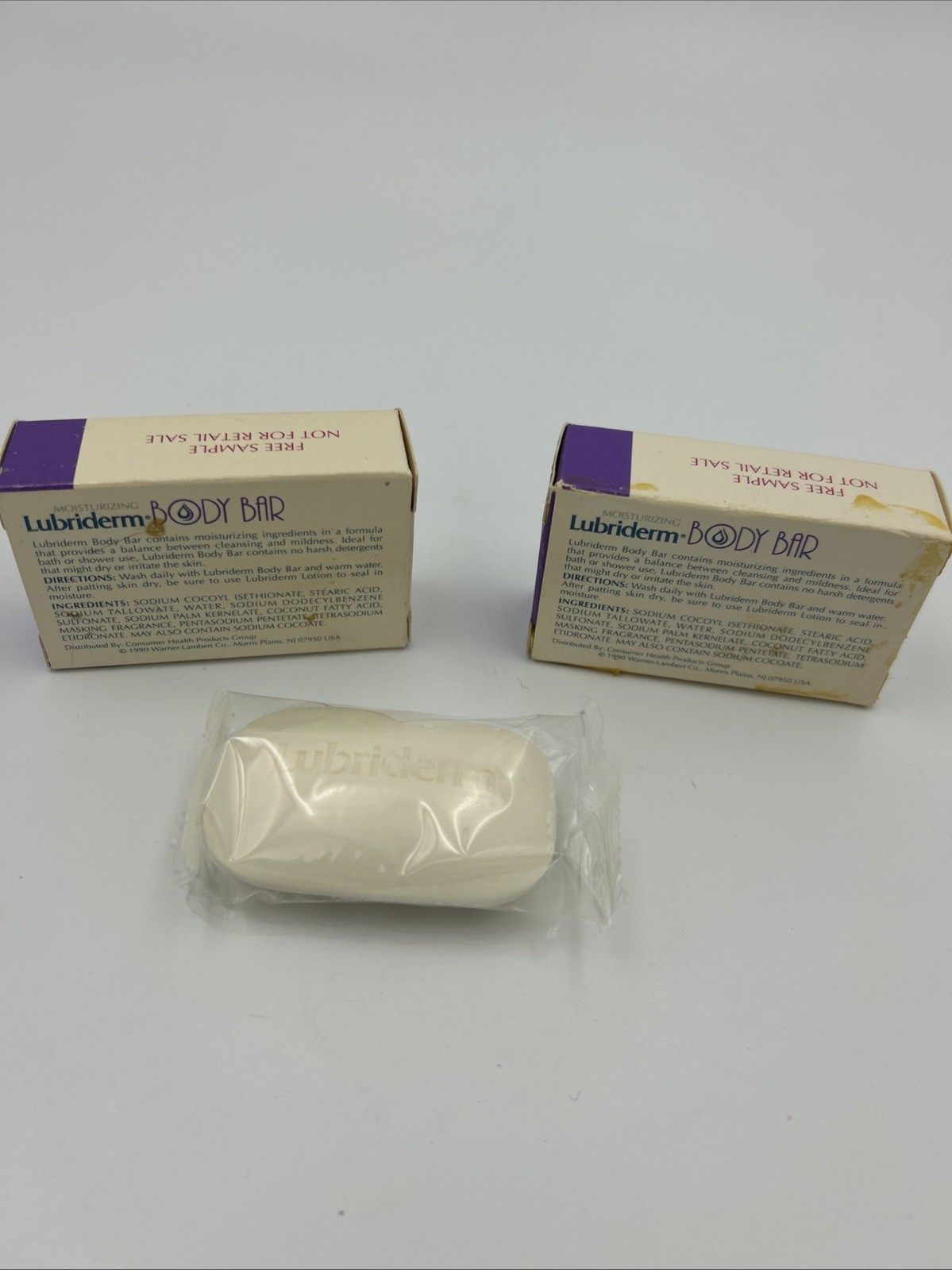 Vintage Lubriderm Moisturizing Body Bar Soap Unscented Lot of 2 Bars 1oz Sealed