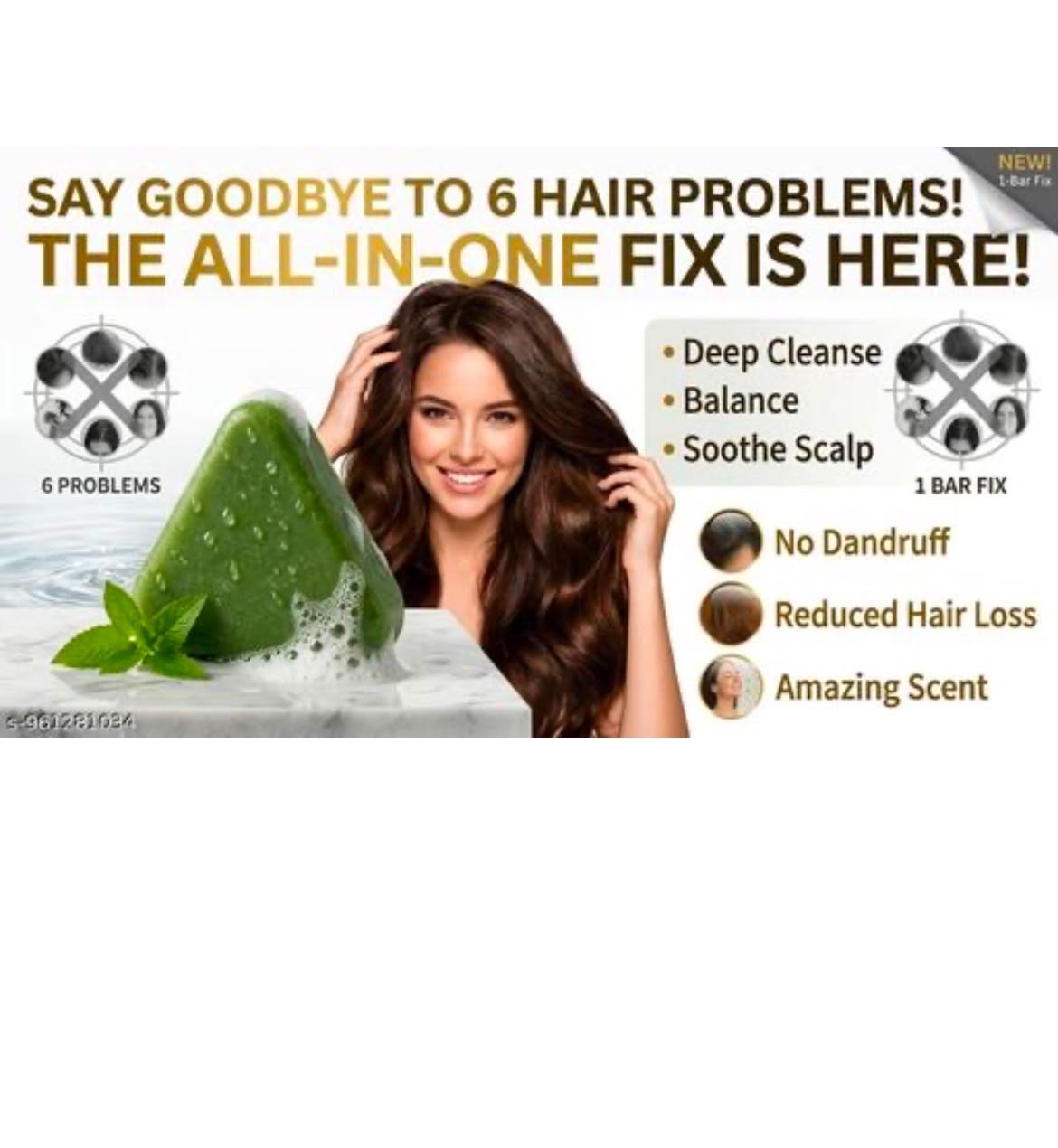4 x Natural Seven Green Triangle Shampoo Bar Soap Hair Care l Free shipping