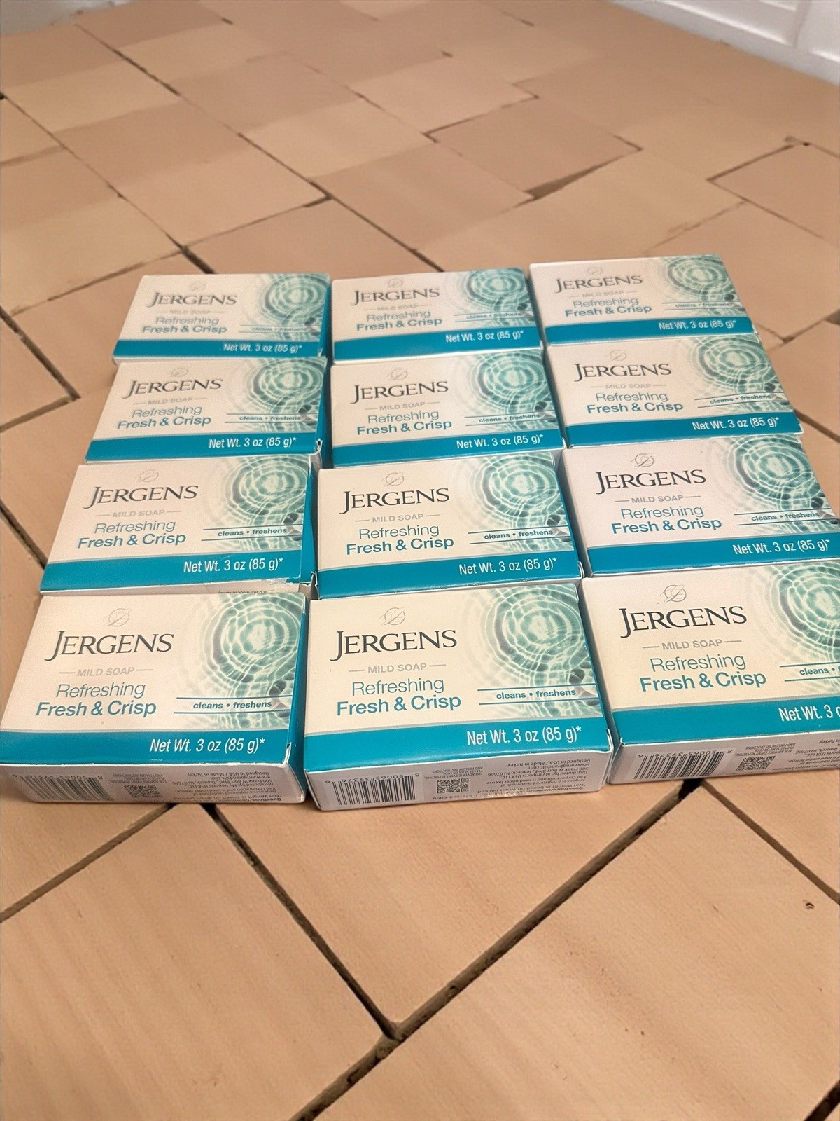 Jergens Mild Soap Fresh & Crisp Bars 3 oz Each 12 Bars New Fast Shipping