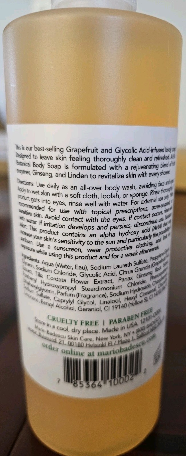 2 bottles -Mario Badescu Skin Care AHA Botanical Body Soap 16 Fl Oz Body Gel