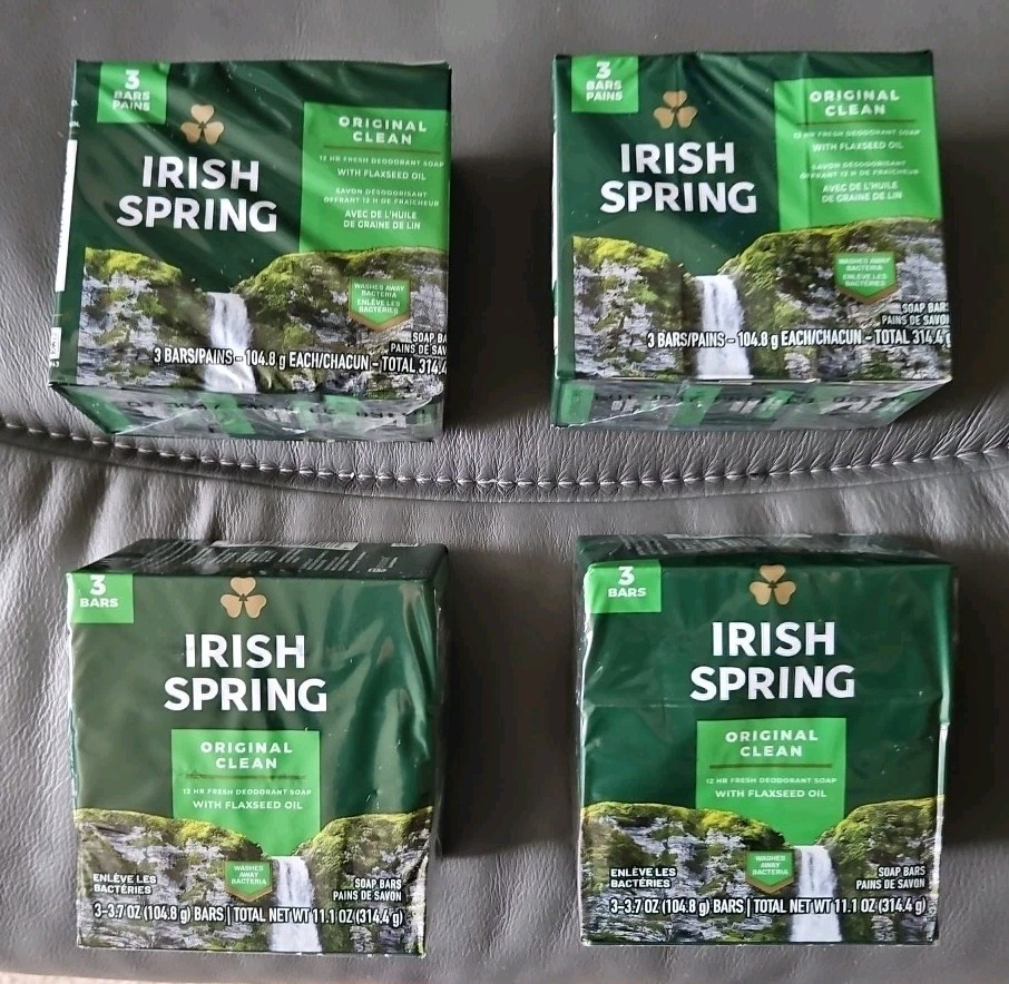 4 packs of 3 Bars Irish Spring Deodorant Soap: Original Clean, 3.7 Oz Bars NEW