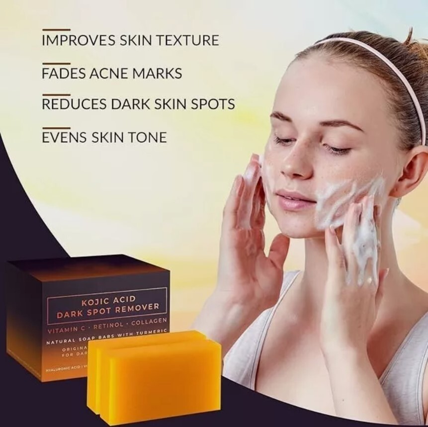 Kojic Acid Dark Spot Remover Soap Bars with Vitamin C, Retinol, Collagen 2 Pack