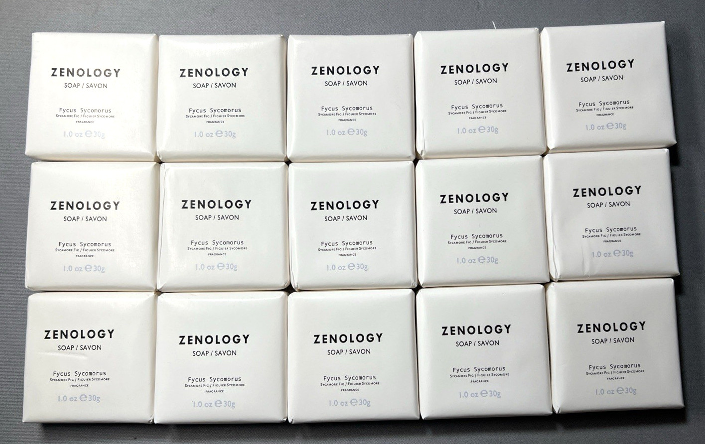 Lot of 15 Zenology Fycus Sycomorus Scent Bar Soap 1oz Bars Travel / Hotel Size