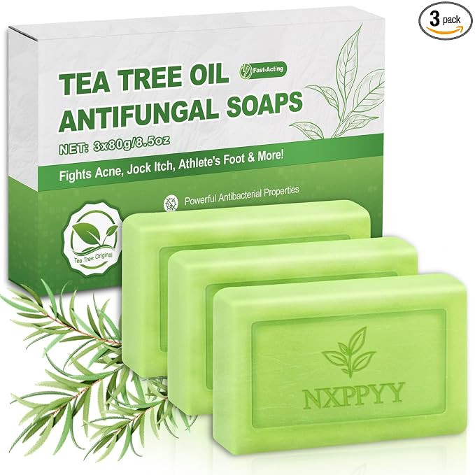 Antifungal Soap-Antibacterial Soap Bar with Tea Tree Oil- Body & Face Wash for A