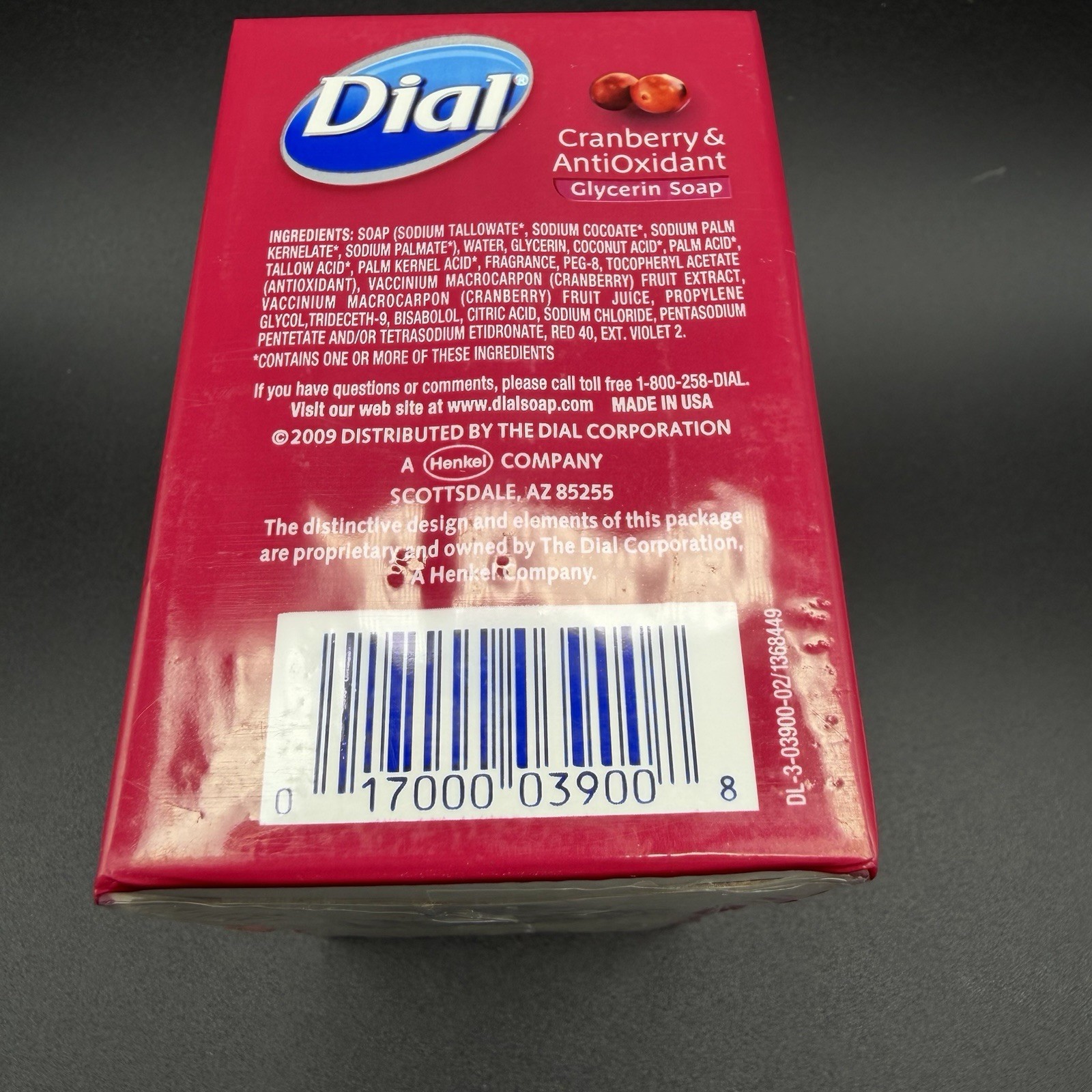 Dial Cranberry & Antioxidant Glycerin Soap 3 Bars 4oz Sealed NEW Old Stock NLA