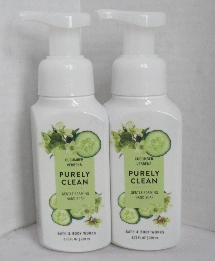 Bath & Body Works Foaming Hand Soap Lot Set of 2 PURELY CLEAN CUCUMBER VERBENA