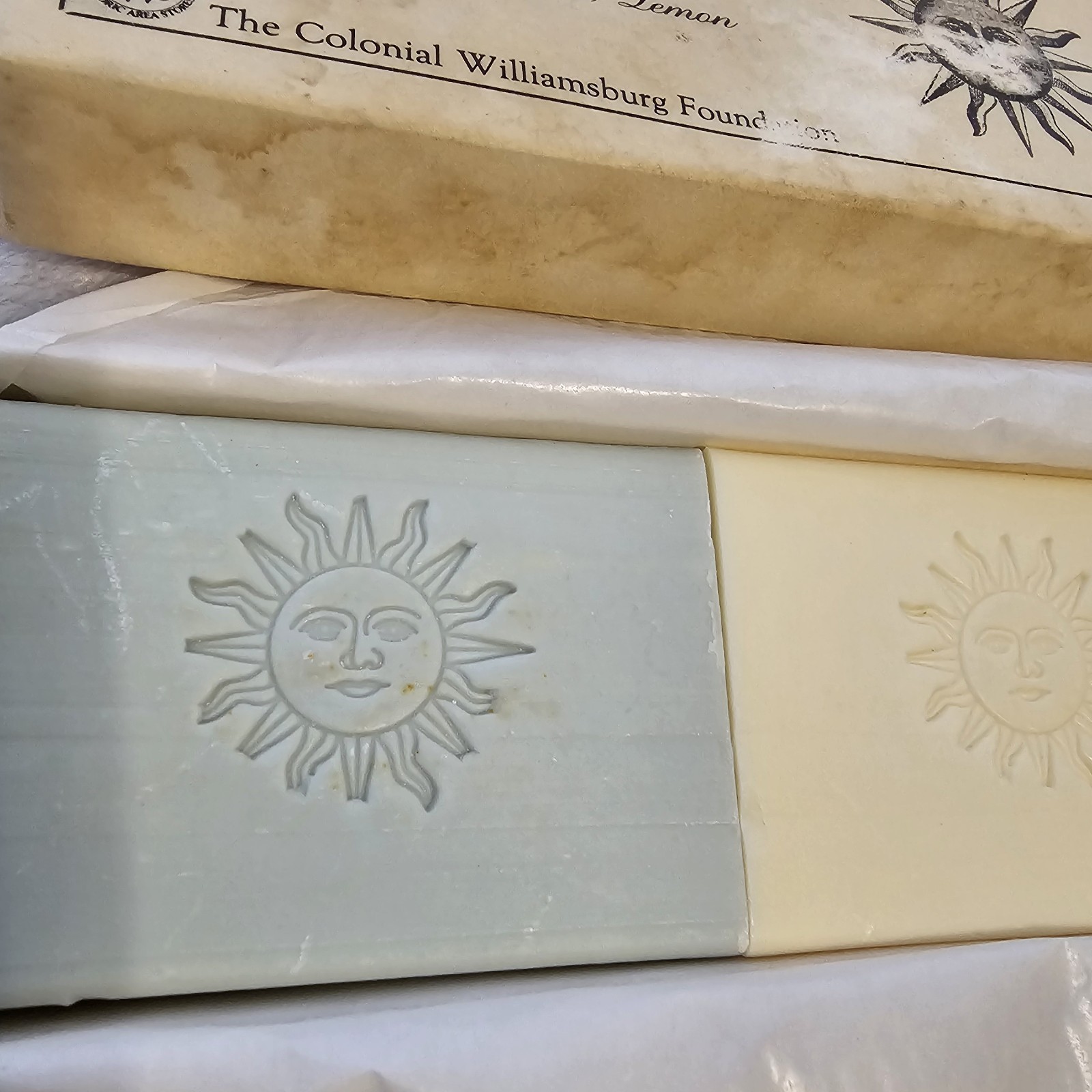 Colonial Williamsburg Foundation 3 Scented Soaps Lavender Wildflower Lemon. NOS.