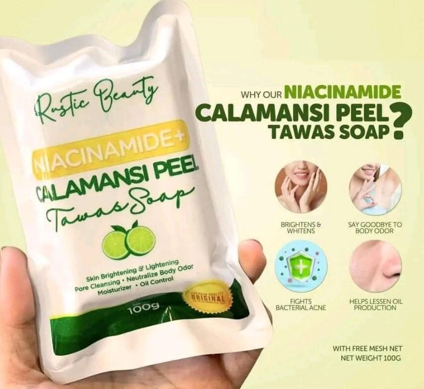 2 bars NIACINAMIDE CALAMANSI PEEL TAWAS SOAP 100 g/ each