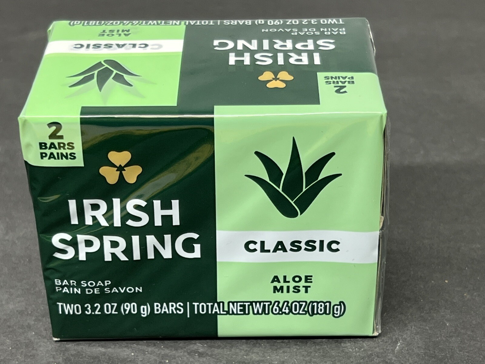 Irish Spring CLASSIC ALOE MIST SCENT Original Clean Bar Soap TWO 3.2 oz Bars