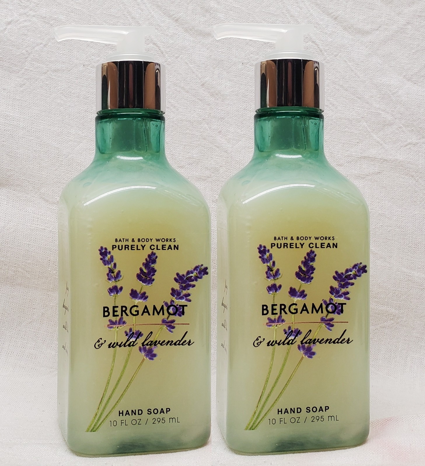 2 Bath & Body Works BERGAMOT & WILD LAVENDER Cleansing Gel Hand Soap 10 oz ea