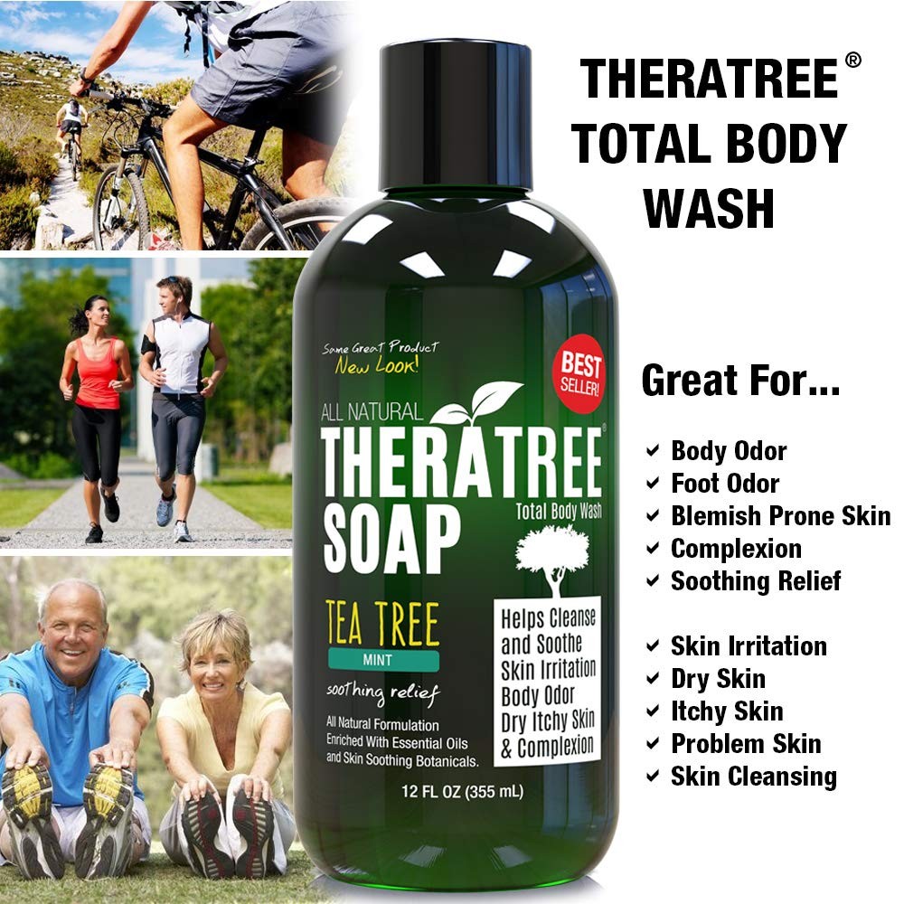 TheraTree Tea Tree Oil Soap with Neem Oil – 12oz – Helps Skin Irritation, Body