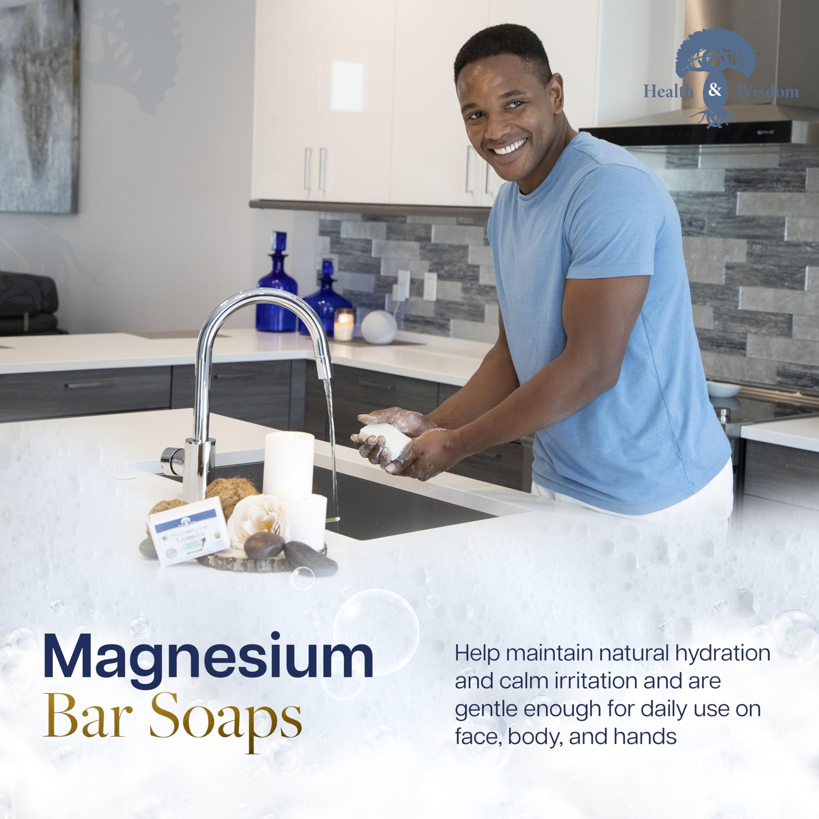 & Wisdom Magnesium Bar Soap – Moisturizing Body Soap – Handmade with Aloe & S…