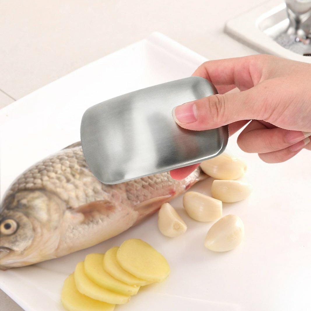 Stainless Steel Soap Bar Hand Wash Kitchen Gadget Absorbs Garlic Onion Odor