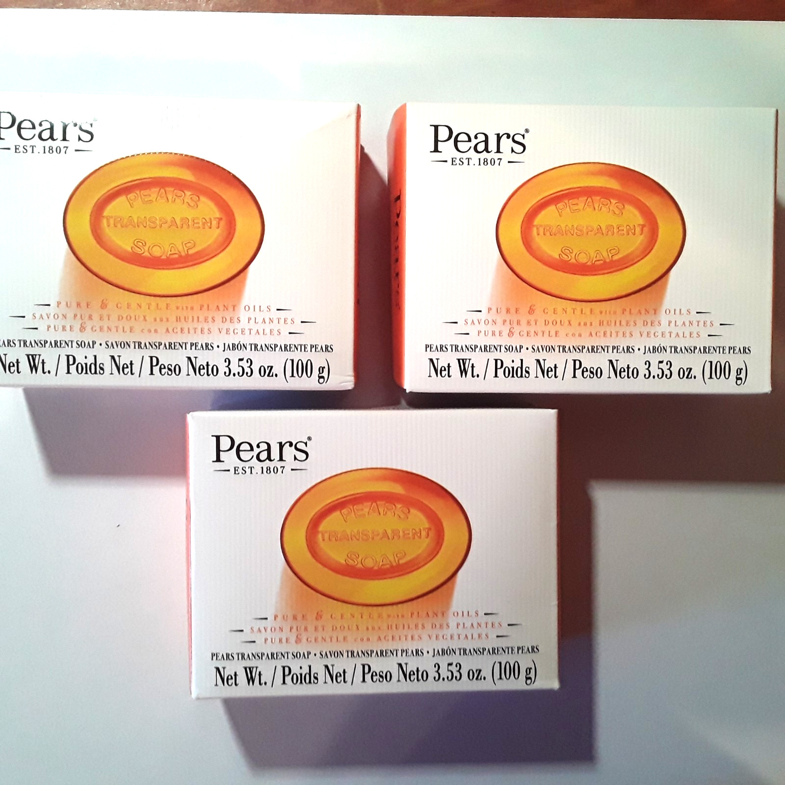 Transparent Pears Soap – Lot of 3 – 3.53 oz. Bars, Pure & Gentle with Plant Oils