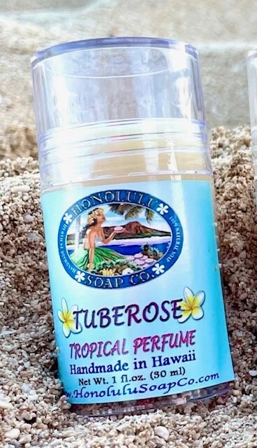 Honolulu Soap Company – TUBEROSE Solid Perfume – 1oz Push Tube Made in the USA